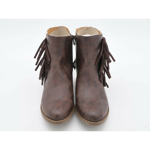 Code West Ankle Boots Womens 7 Brown Faux Leather Western Low Key Plaid Fringe - Picture 6 of 9
